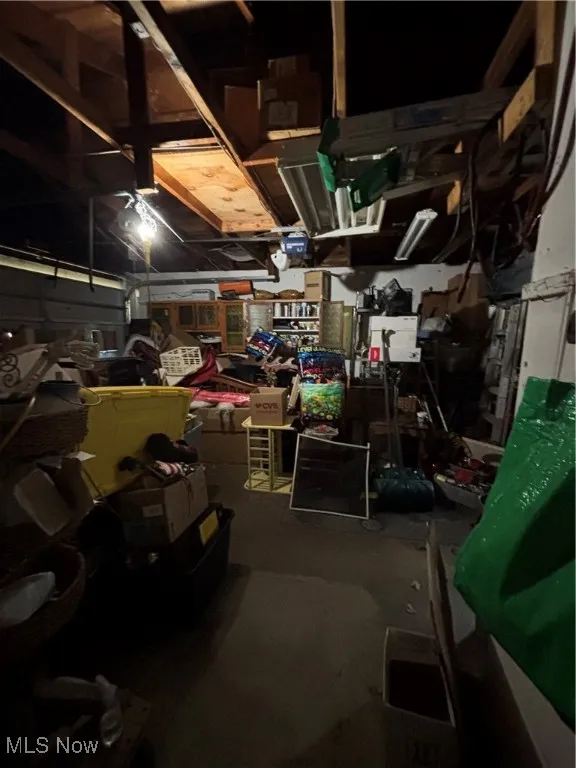 Basement featuring a garage
