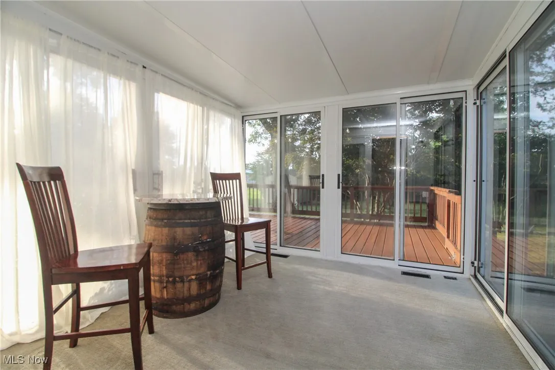 Sunroom with carpet floors