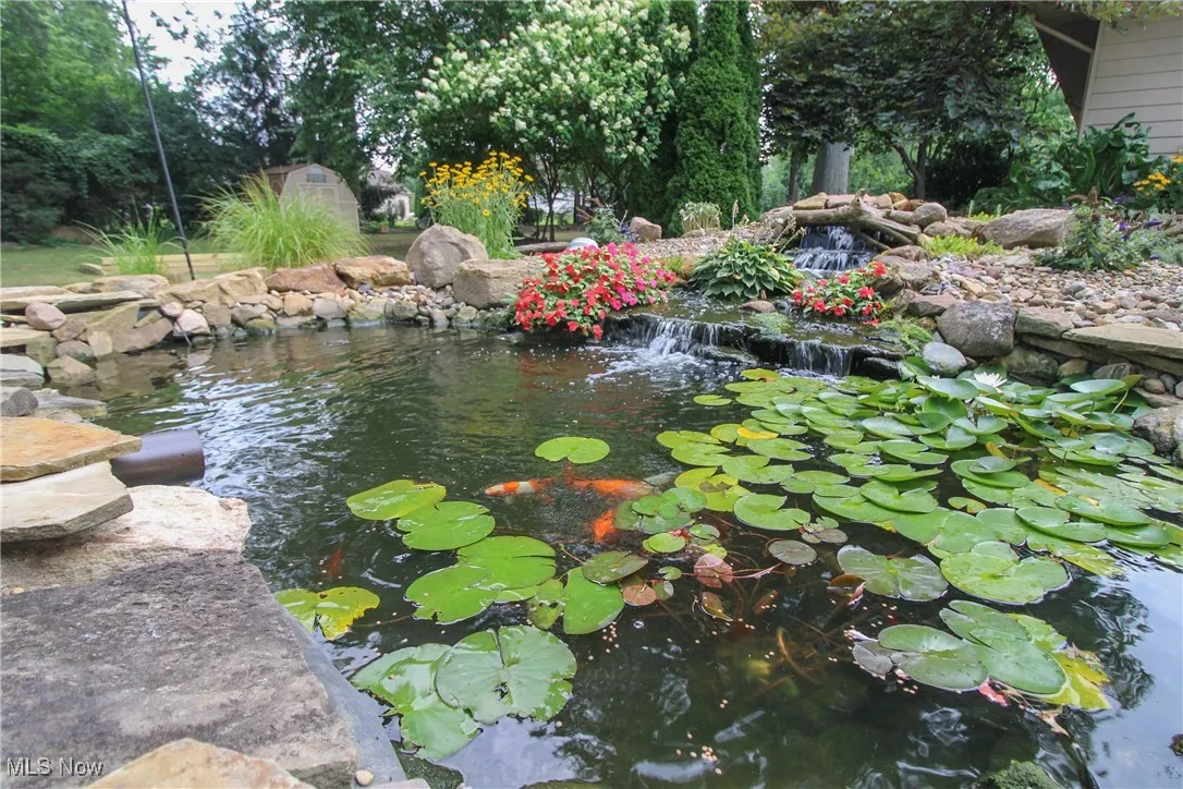 Exterior view of a garden pond