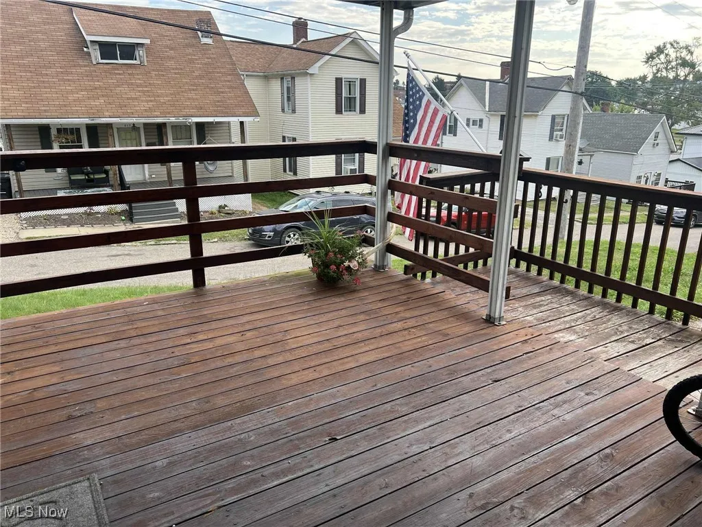 Wooden terrace with a residential view