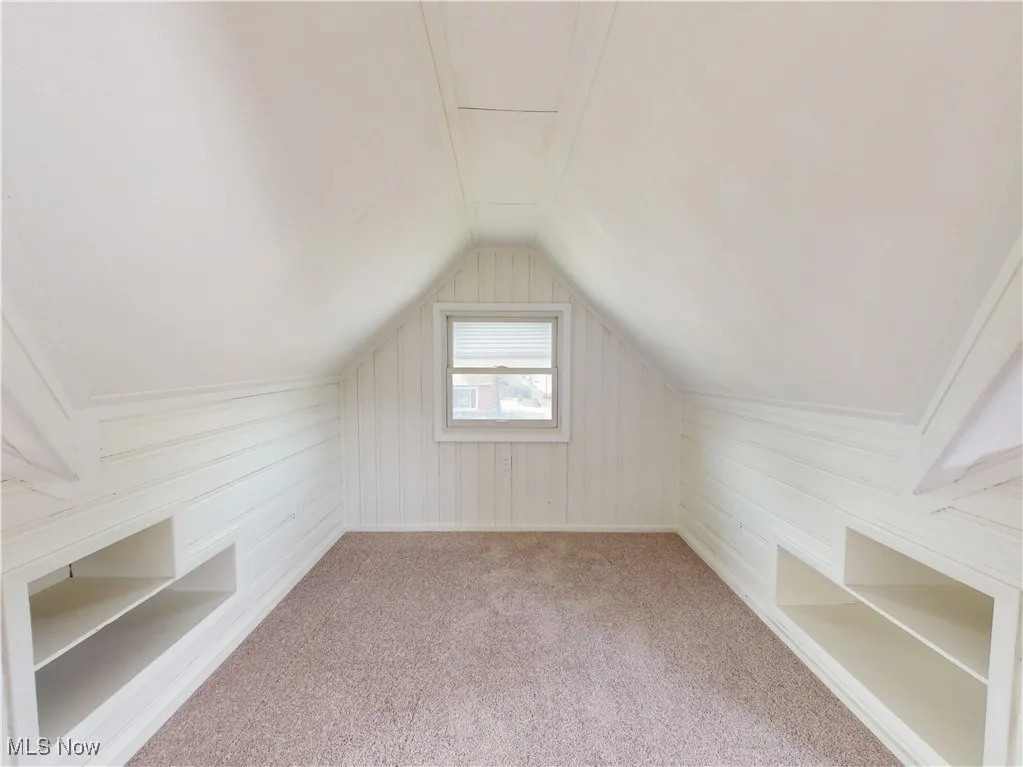 Bonus room featuring carpet and lofted ceiling
