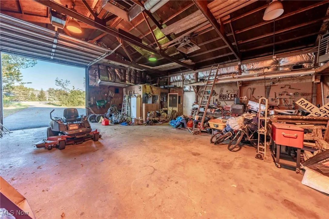 Garage with a workshop area