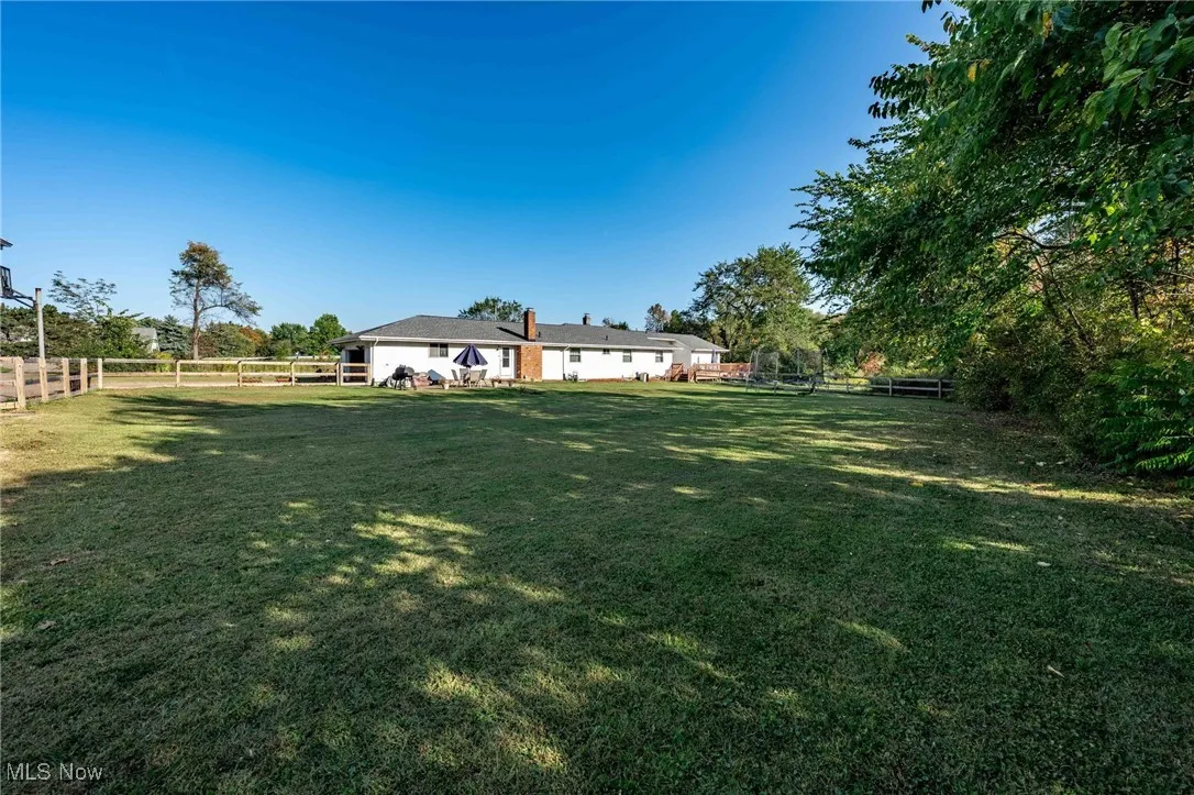 View of fenced backyard