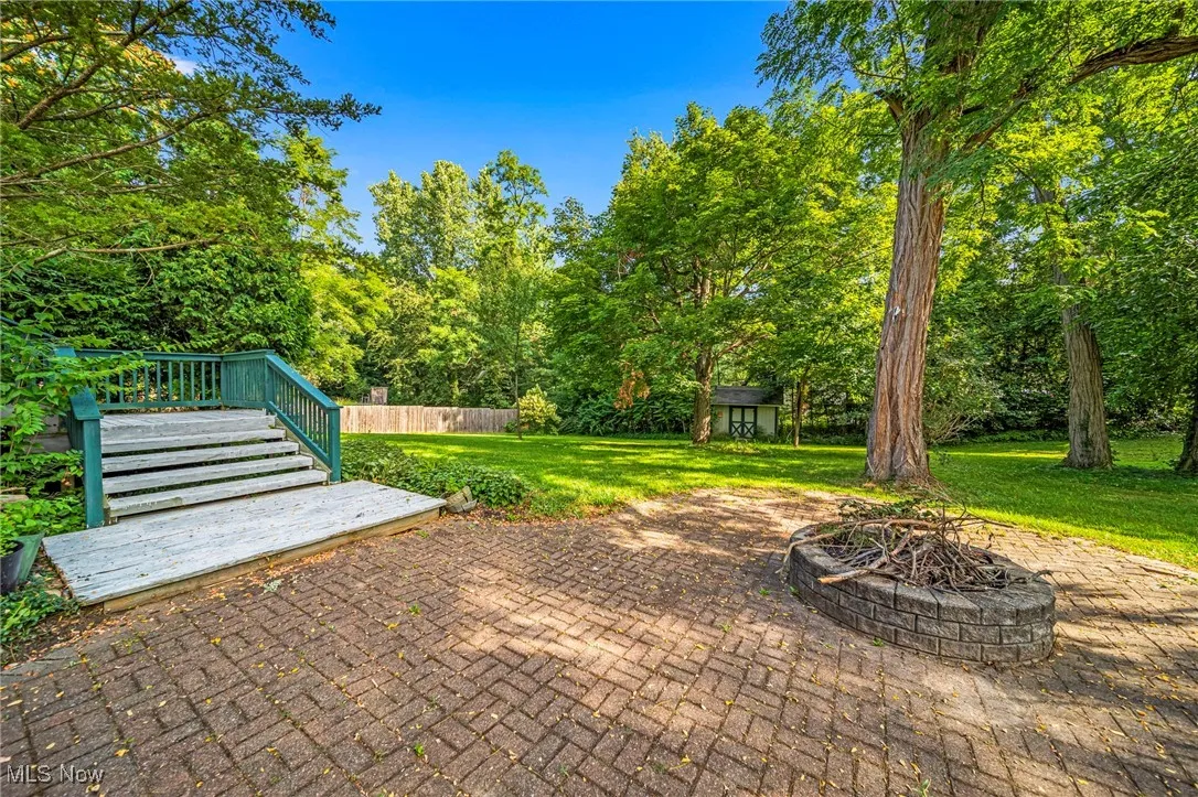 View of outdoor fire pit, back yard