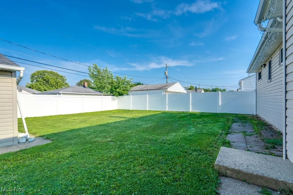 View of fenced backyard
