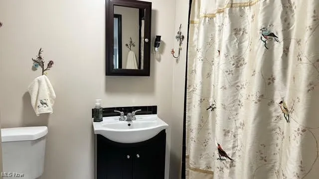 Full bath featuring vanity and a shower