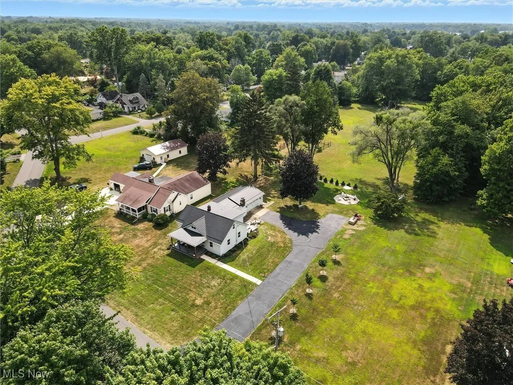 Aerial view of a heavily wooded area
