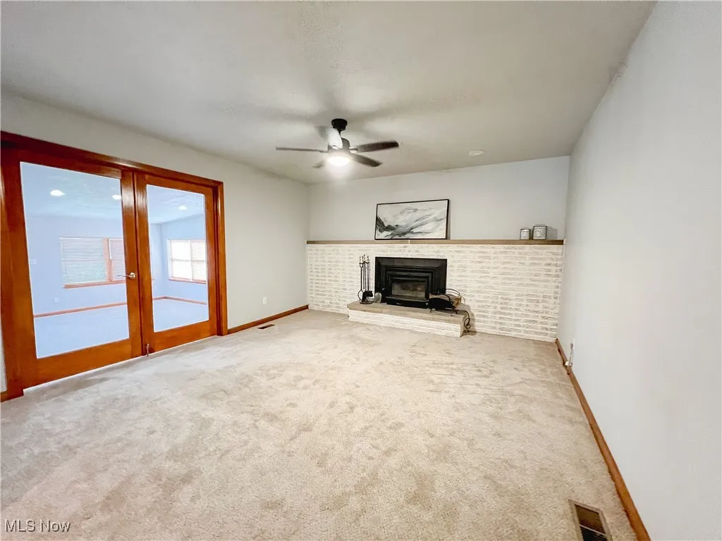 family room with fireplace