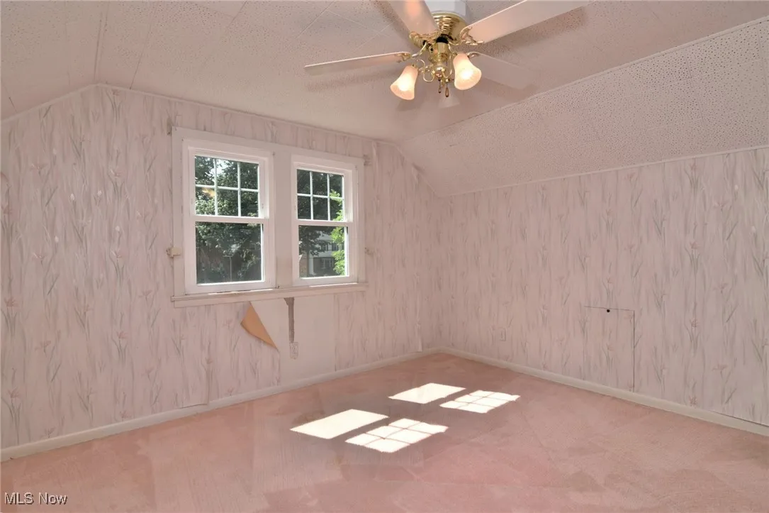 Bedroom #3, upstairs, with carpet, and ceiling fan