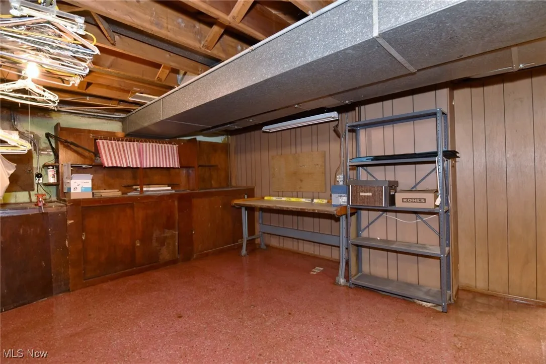 Unfinished below grade workshop area