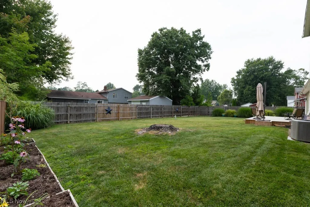 View of fenced backyard