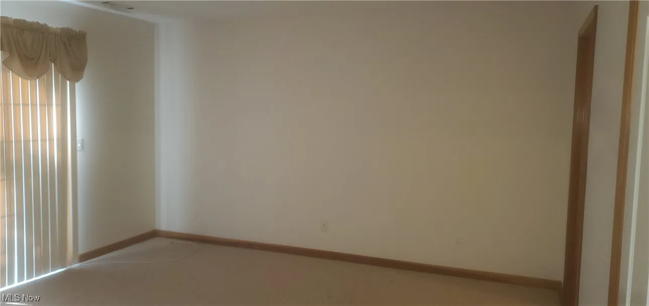 Carpeted empty room with baseboards