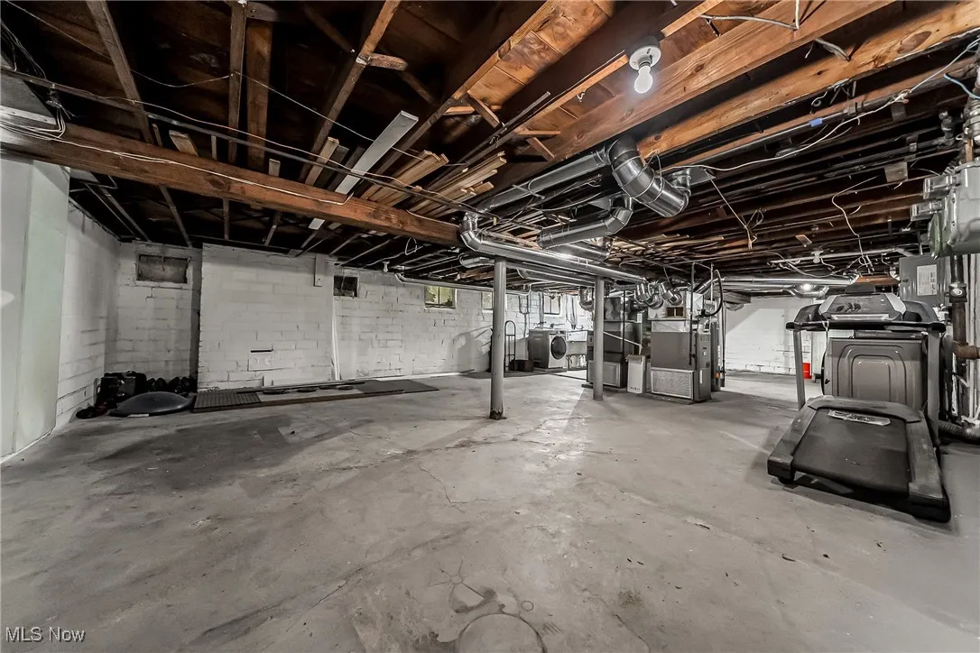 Basement with heating unit
