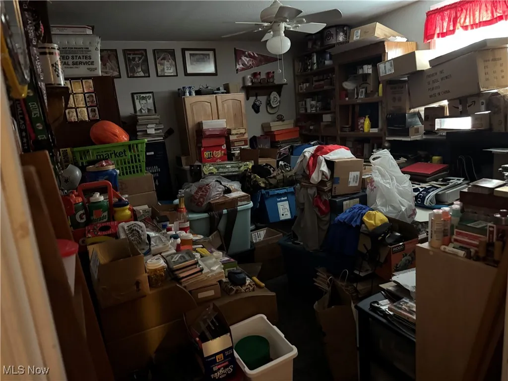 Miscellaneous room with a ceiling fan