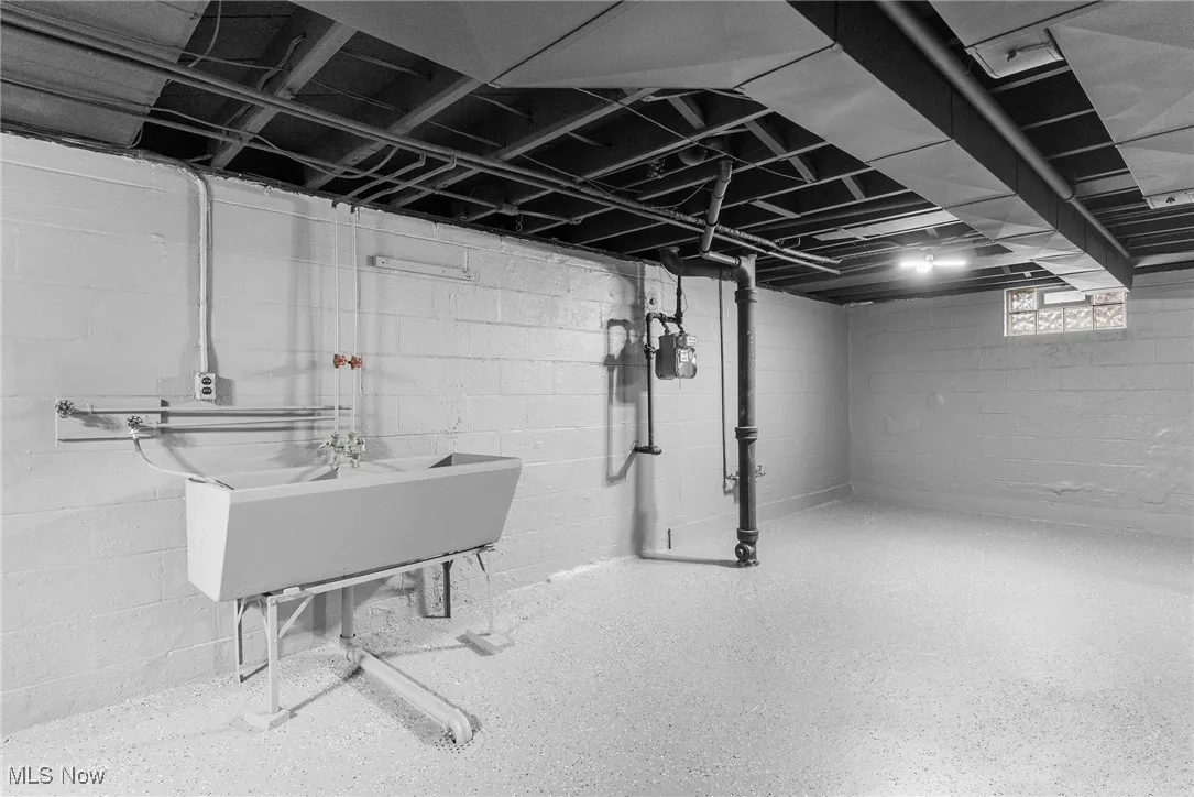 Basement with a sink