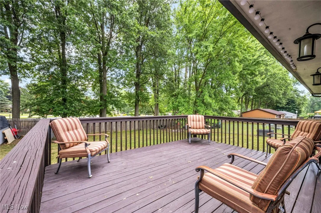 Wooden terrace with a lawn