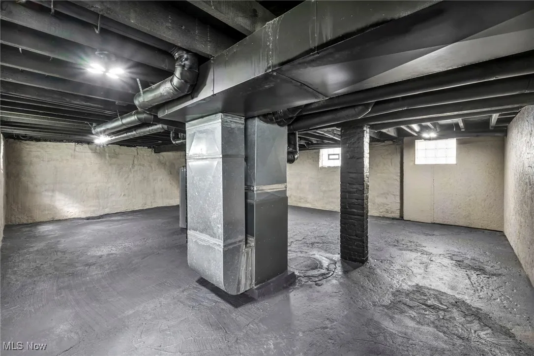 Basement with heating unit