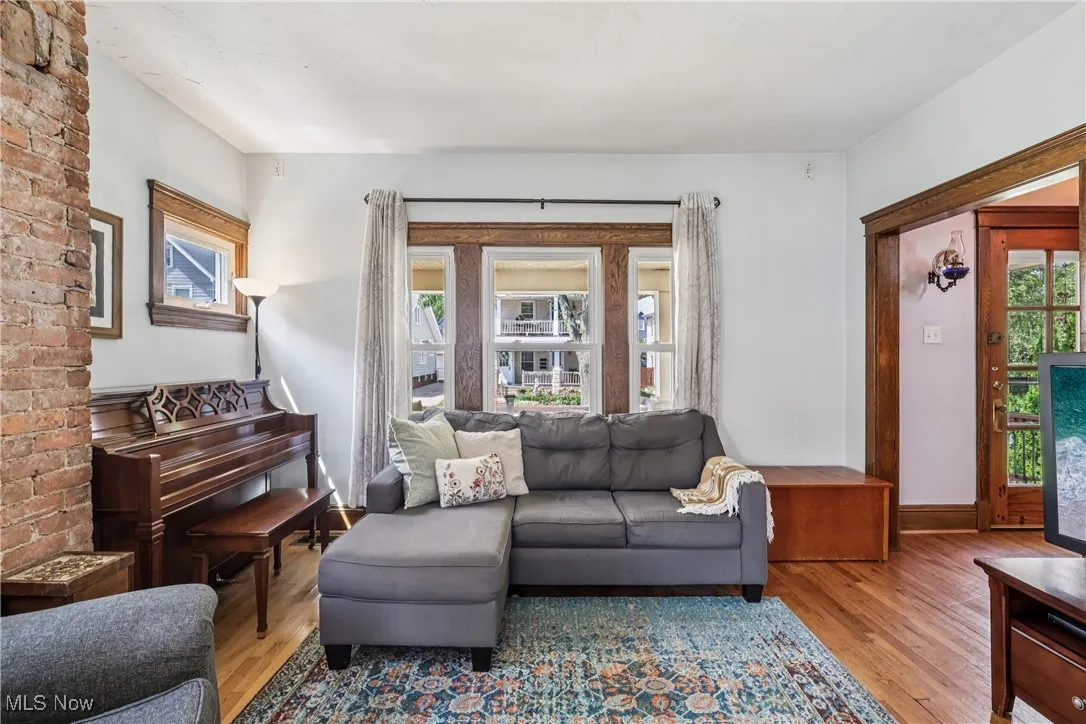 Living room with wood finished floors