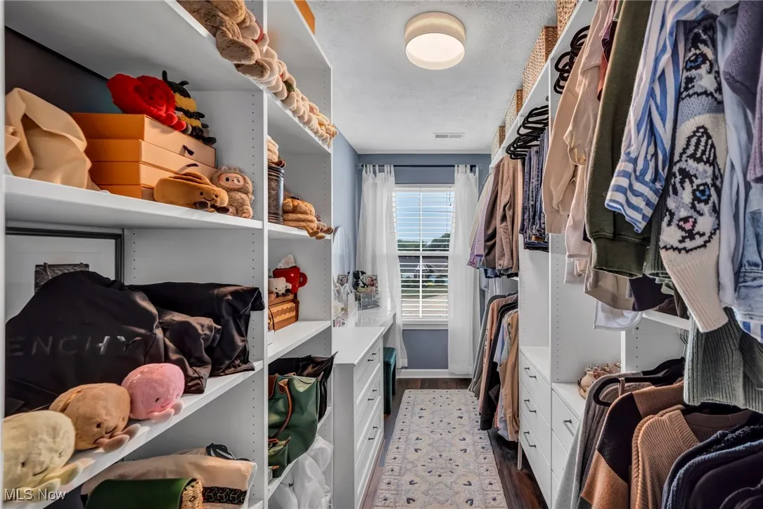 Spacious walk-in  closet featuring wood finished floors