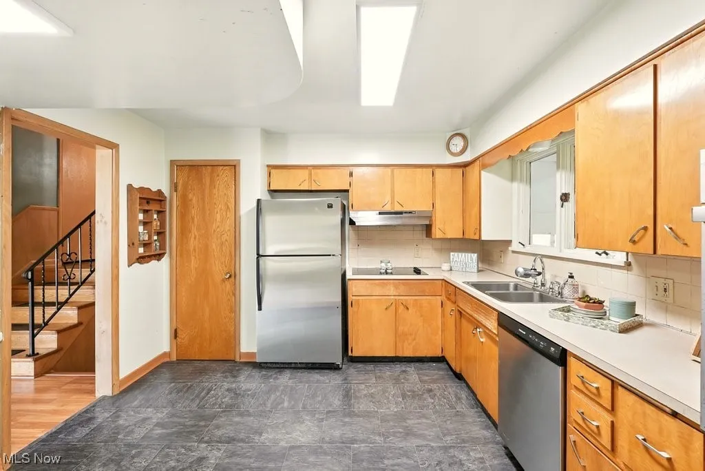 Kitchen featuring stainless steel appliances, all included