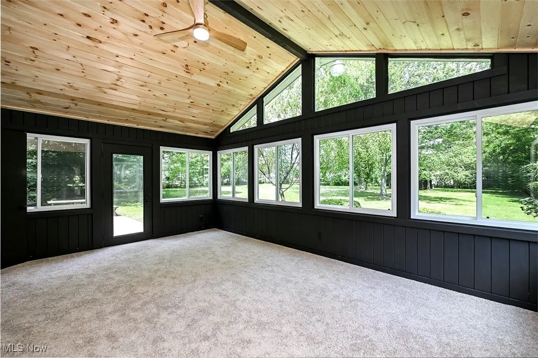 *LARGE MASTER BEDROOM RETREAT SITS ON IT'S OWN SIDE OF HOME WITH NEW SOFT CARPET, BEAMED VAULTED CEILING, CEILING FAN W/REMOTE AND LIGHT, KNOTTY PINE CEILING, HEATED AND COOLED. ADD YOUR OWN SHADES TO THE WINDOWS LIKE ANY BEDROOM FOR PRIVACY AND DARKNESS. SUPER COOL TO HAVE A BEDROOM LIKE THIS ~