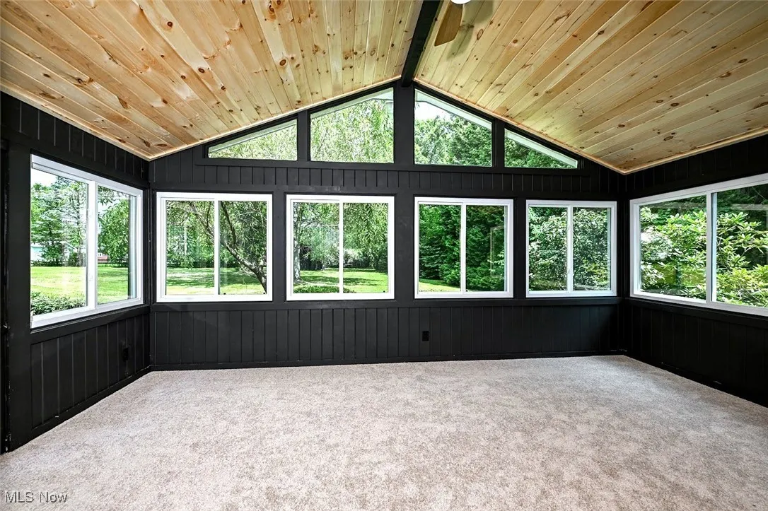 *LARGE MASTER BEDROOM RETREAT SITS ON IT'S OWN SIDE OF HOME WITH NEW SOFT CARPET, BEAMED VAULTED CEILING, CEILING FAN W/REMOTE AND LIGHT, KNOTTY PINE CEILING, HEATED AND COOLED. ADD YOUR OWN SHADES TO THE WINDOWS LIKE ANY BEDROOM FOR PRIVACY AND DARKNESS. SUPER COOL TO HAVE A BEDROOM LIKE THIS ~