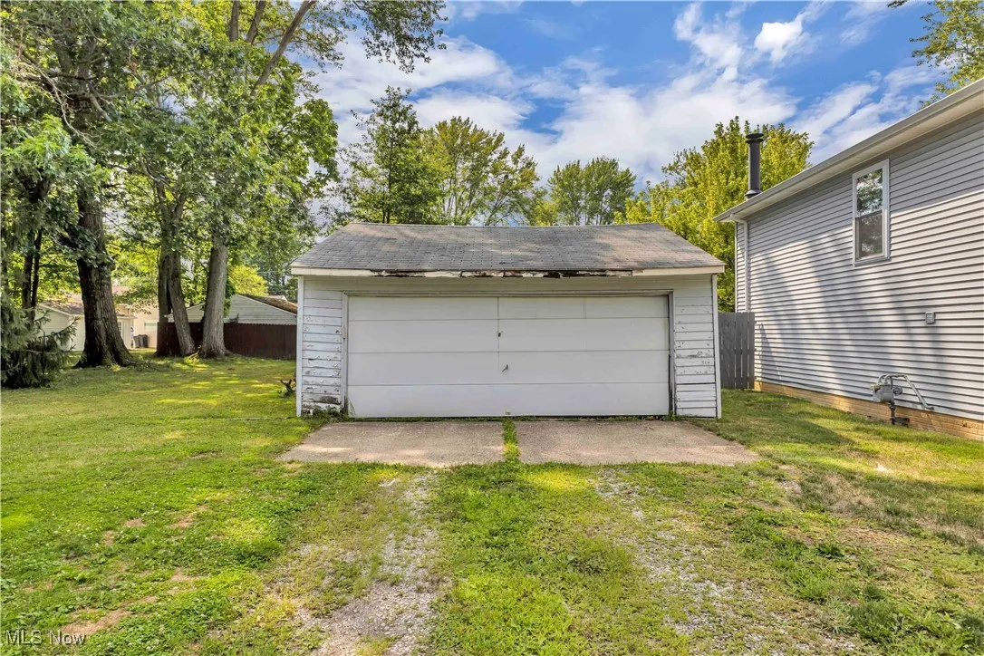 View of detached garage