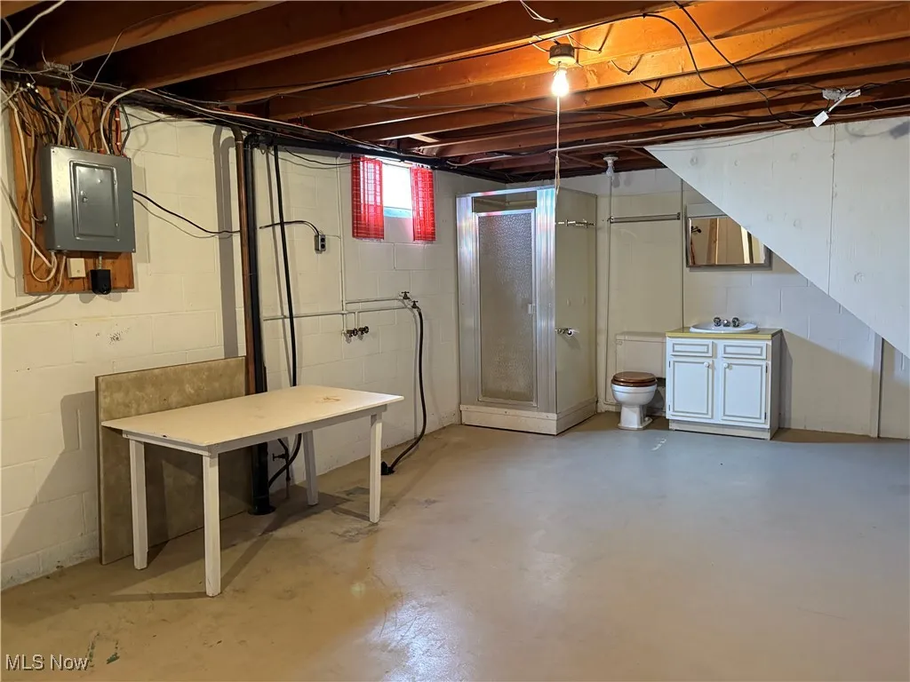 Below grade area featuring electric panel