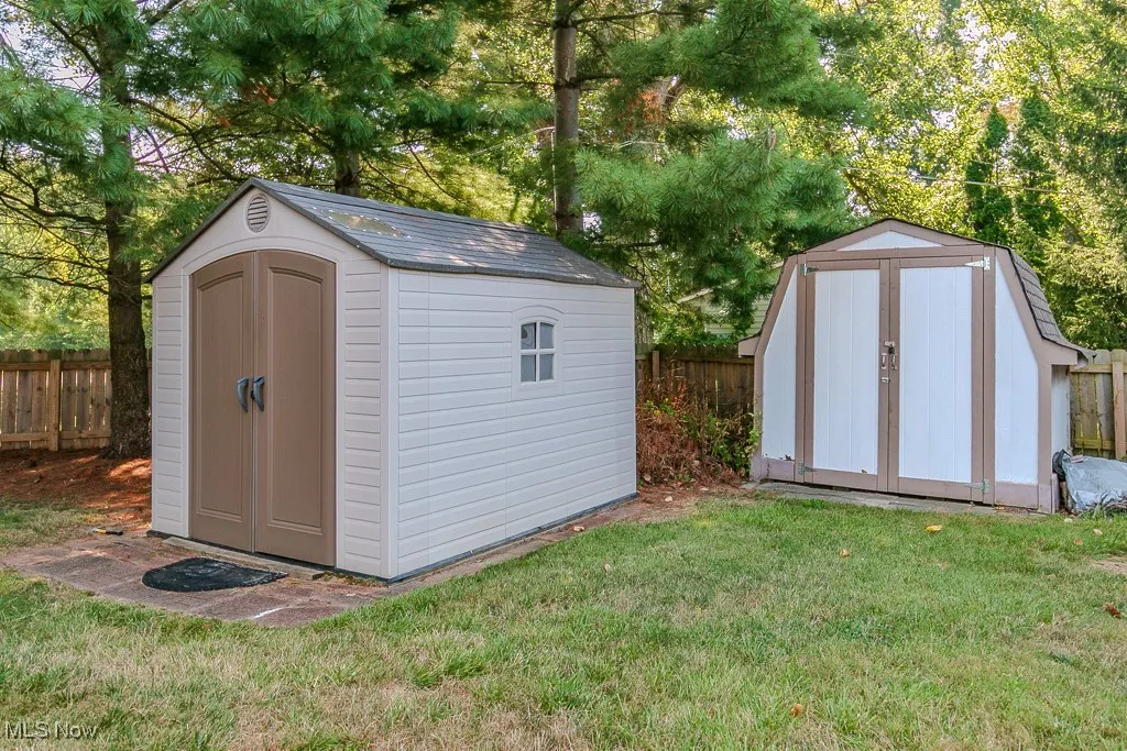 View of shed with view of scattered trees