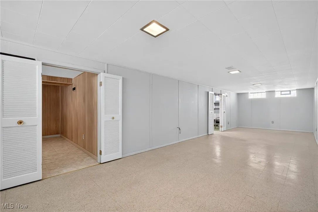 Basement with light floors