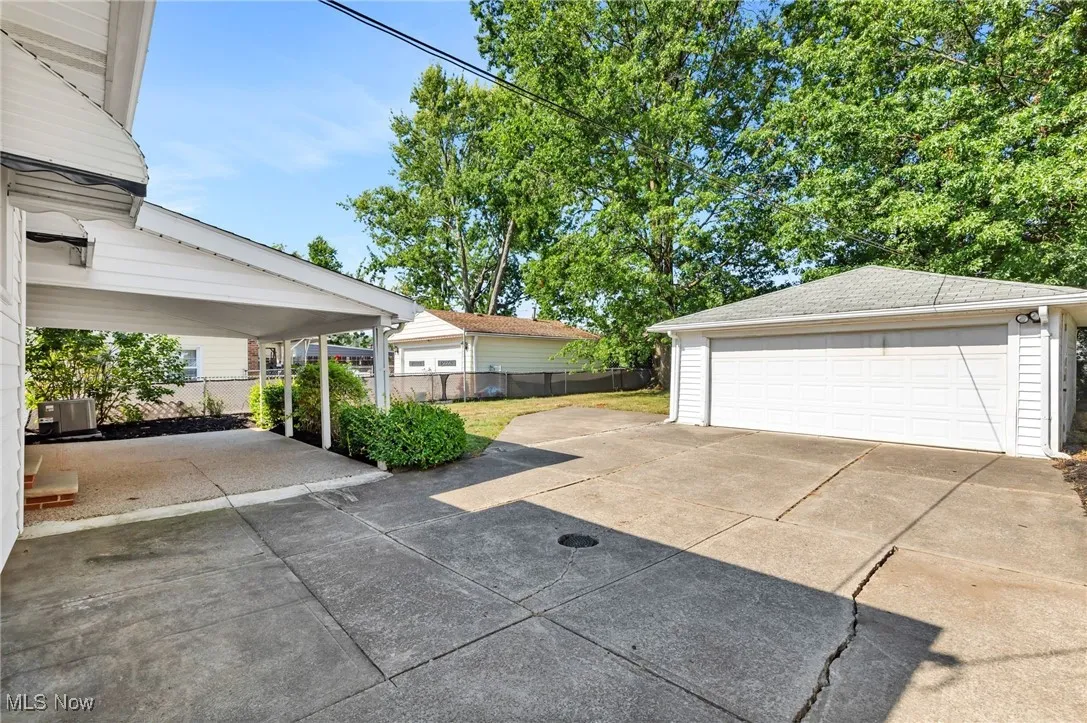 View of detached garage
