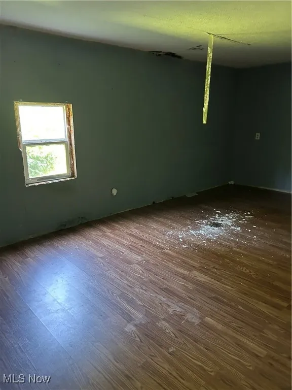 Empty room with dark wood finished floors