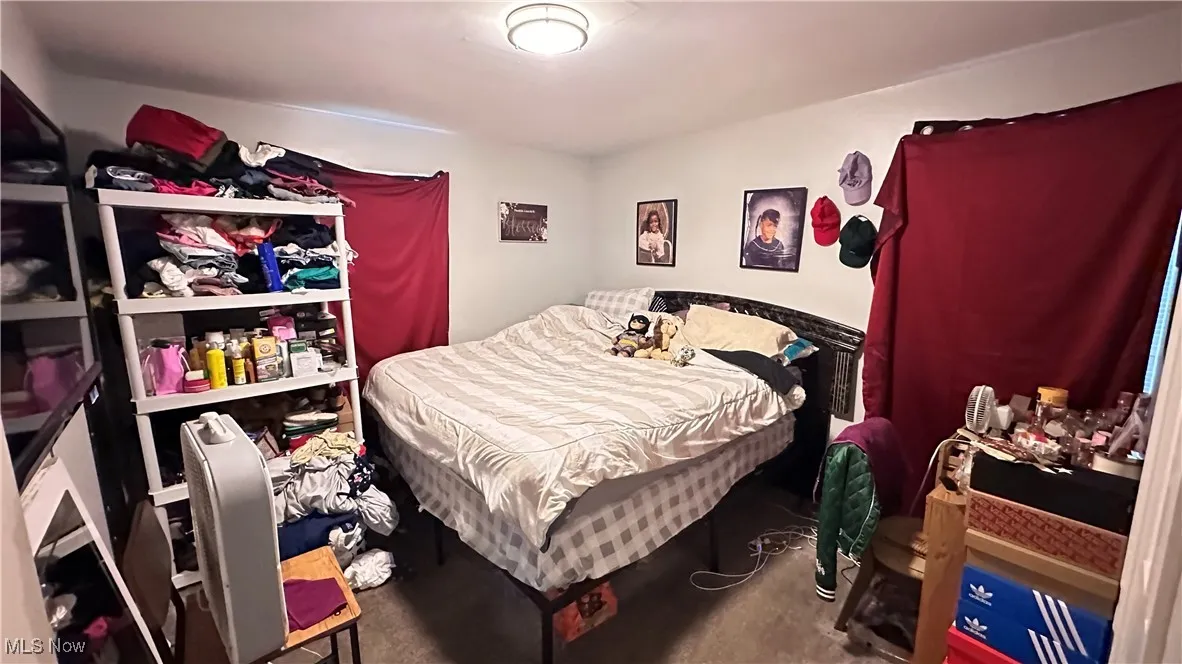 Bedroom with carpet flooring