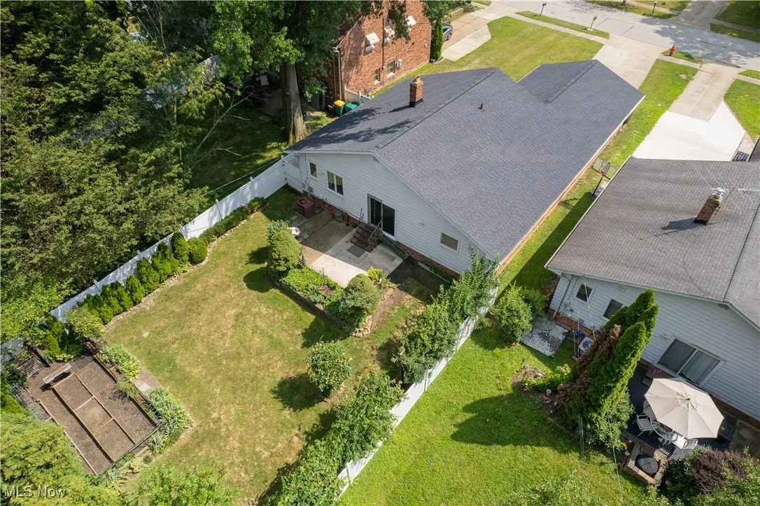 Aerial view of the back yard