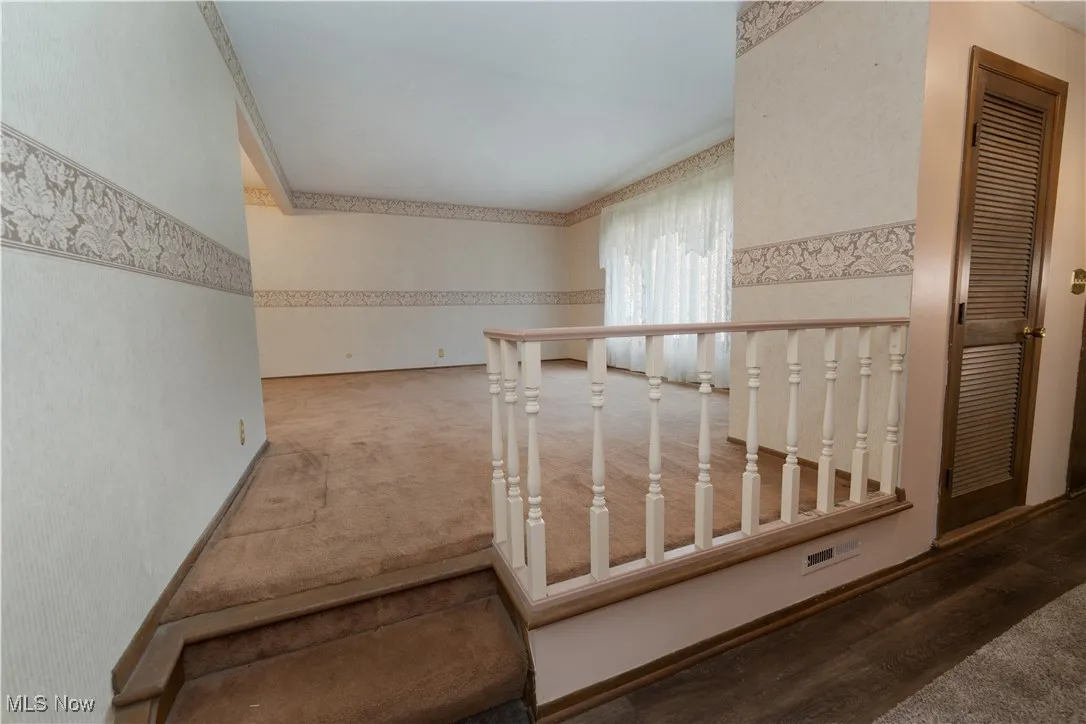 Two steps leading into the living room