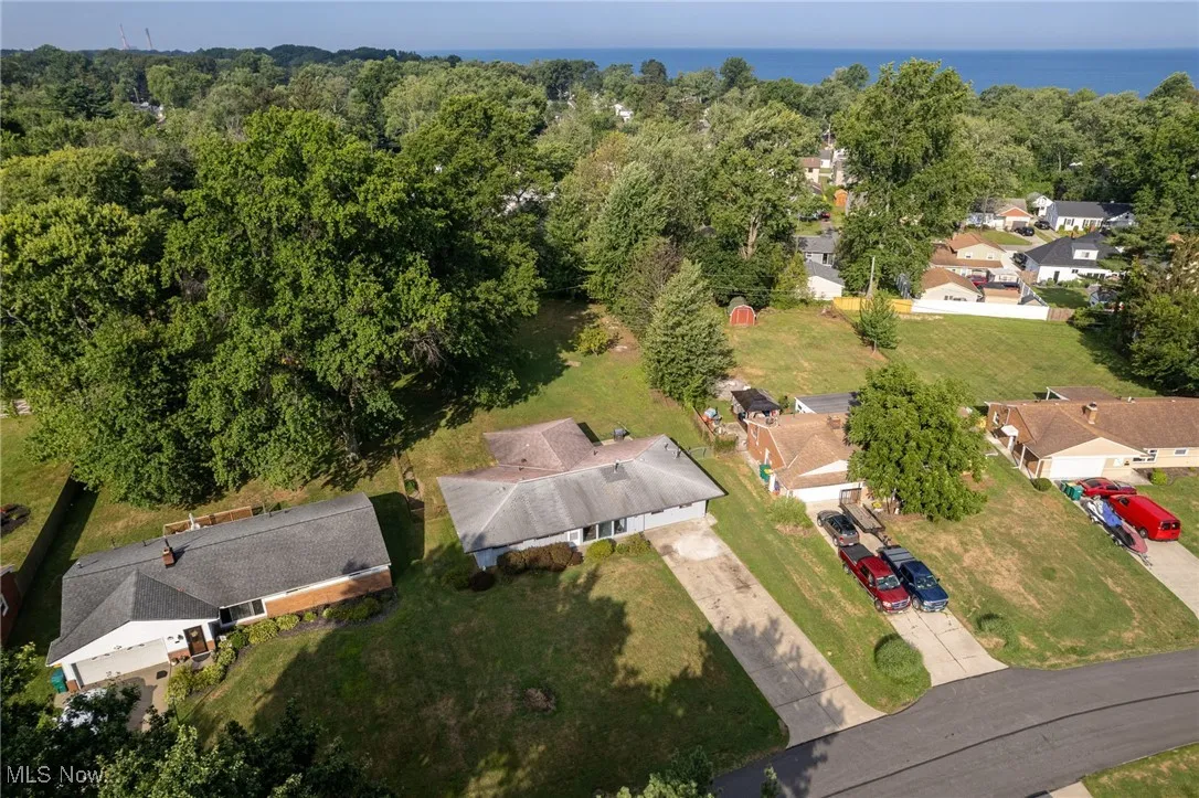 Aerial view of residential area a short stroll from Lake Erie