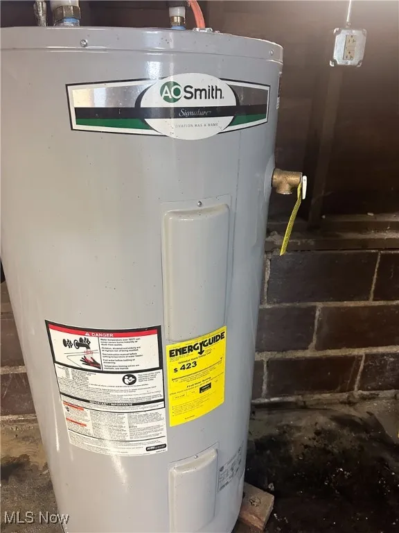 Utility room featuring water heater
