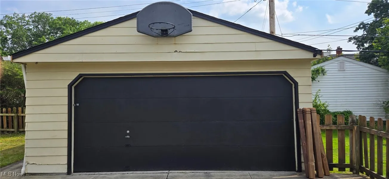 View of detached garage