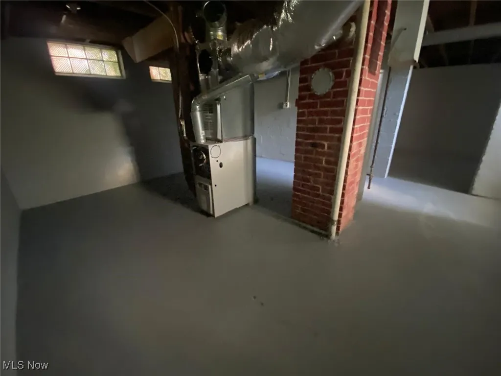 Basement with heating unit