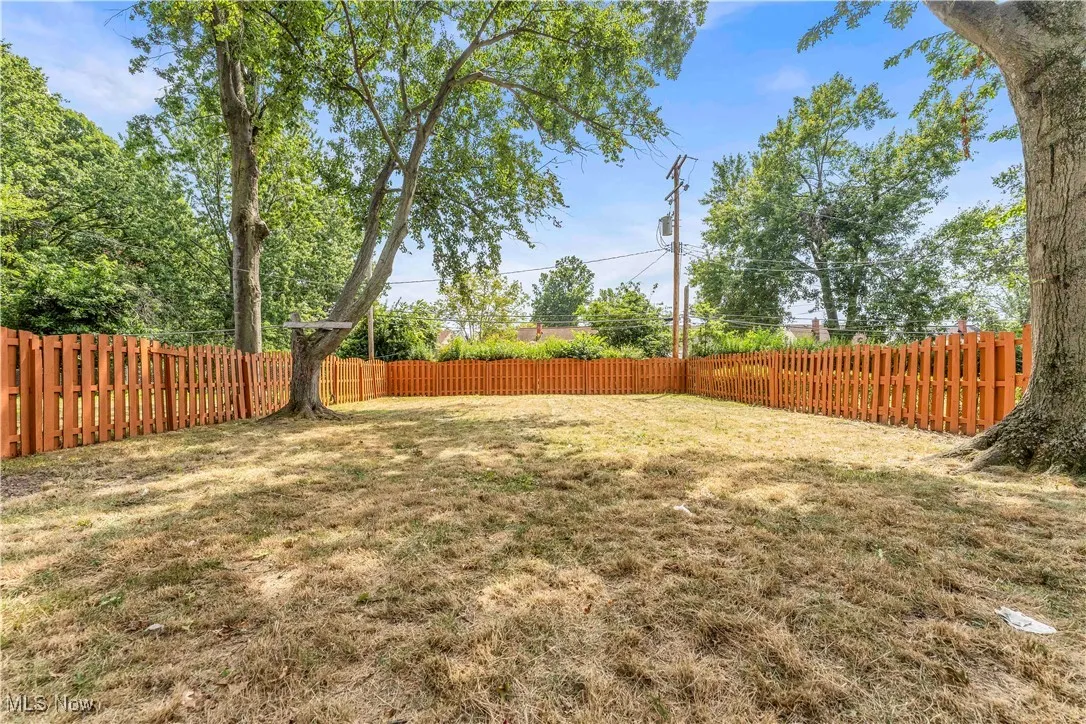 View of fenced backyard