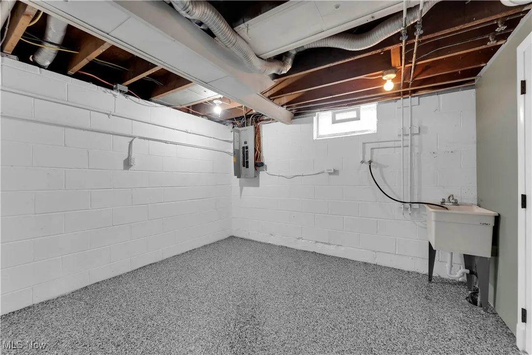 Basement with electric panel