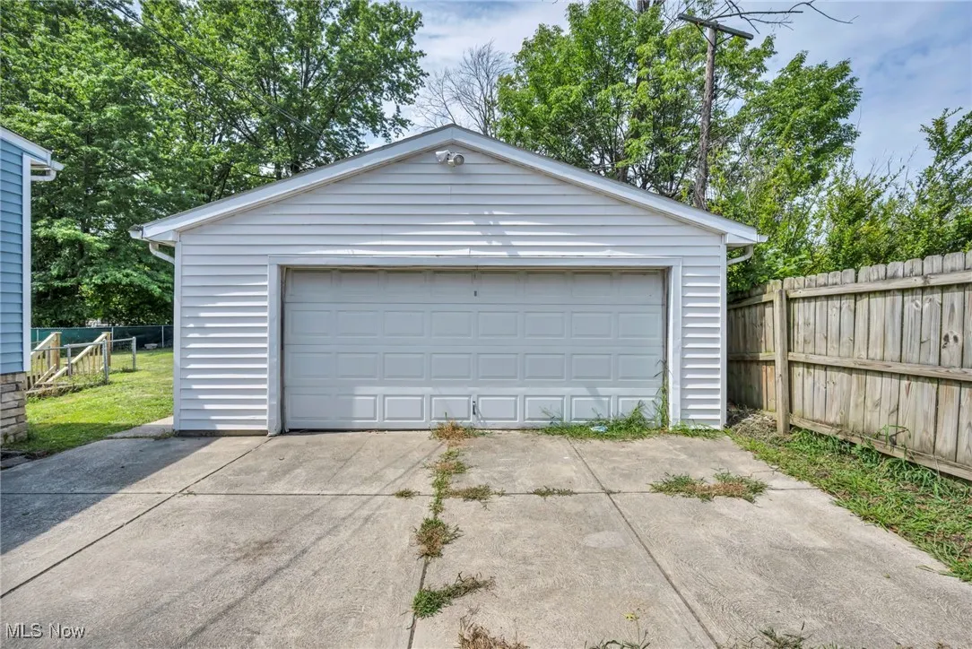 View of detached garage