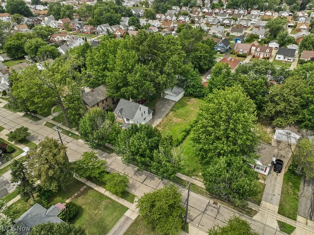 Aerial view of the home with 2 vacant lots attached