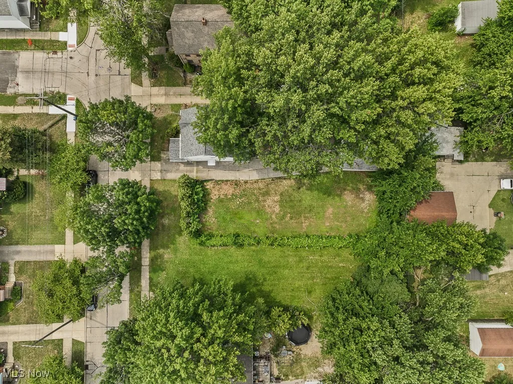 Aerial view of the home with 2 vacant lots attached