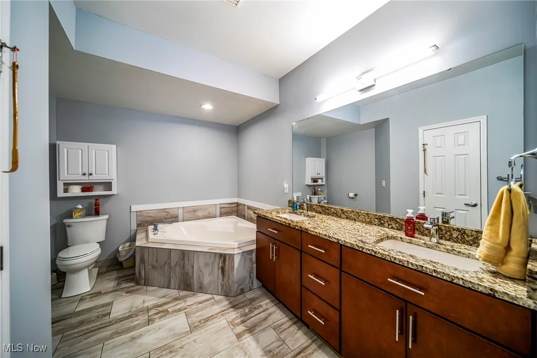 Bathroom with a sink and a garden tub