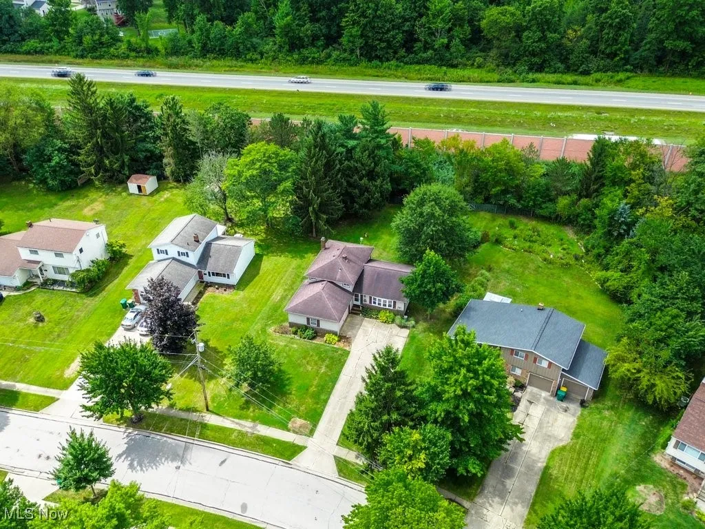 Aerial perspective of suburban area