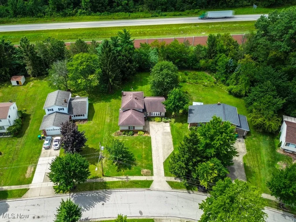 Aerial perspective of suburban area