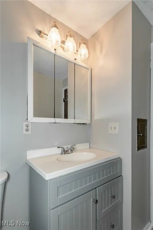 Bathroom featuring vanity and toilet