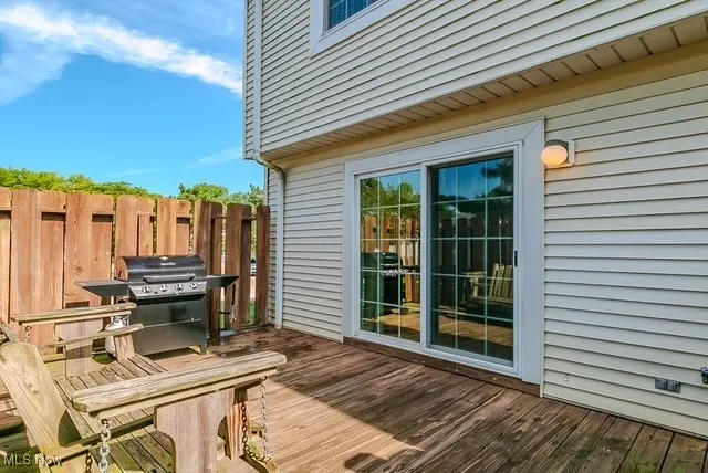 Wooden deck with area for grilling