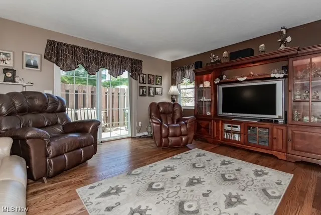 Living area featuring wood finished floors